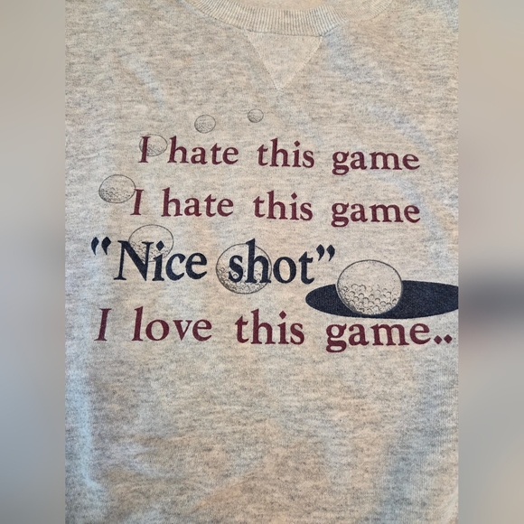 Vintage 90s Golf Sweater Size Large Funny Golf Ball Gray Long Sleeve Made In USA - Picture 3 of 4